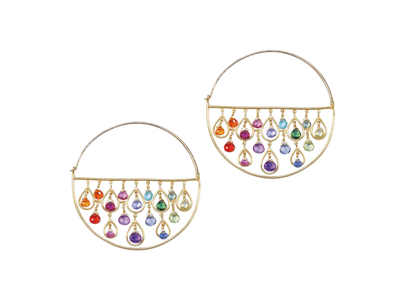 Marie-Hélène de Taillac "Thousand and One Nights" earrings mounted on yellow gold with a multitude of briolette cut stones 