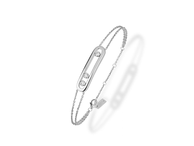 Messika Move Bracelet mounted on white gold set with three diamonds