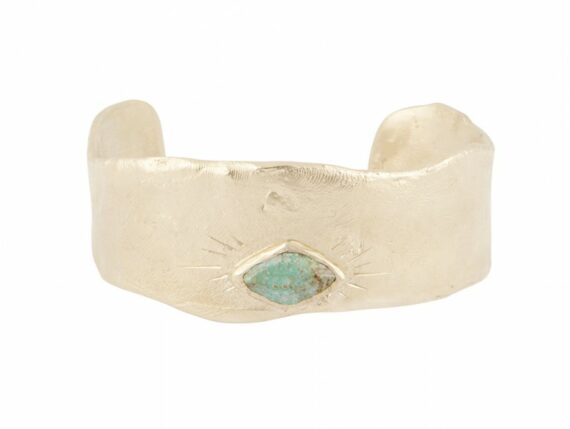 Pascale Monvoisin Thelma M Tursquoise bracelet mounted on golden metal and fine gold plated with incrusted turquoise