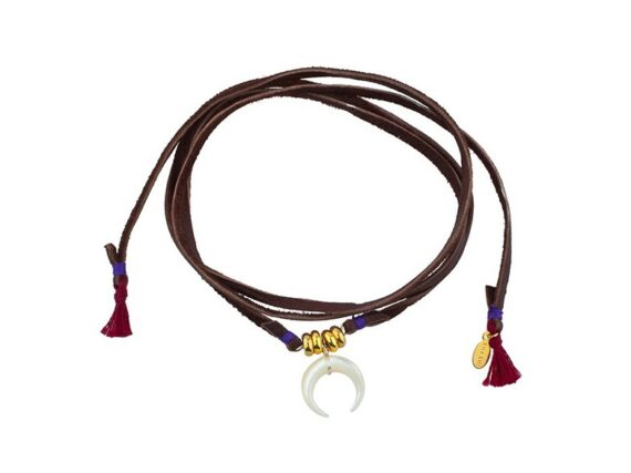 Shashi Tusk leather choker in chocolate ~ USD$ 82 