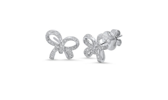 Colette Jewelry Bow Stud earrings mounted on white gold with grey diamonds
