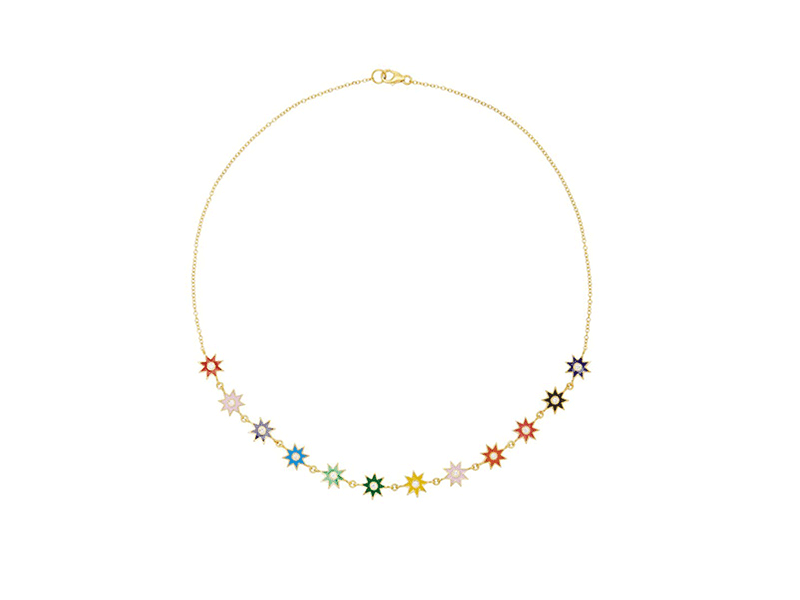 Colette jewelry - Multi-Colored Enamel Necklace mounted on yellow gold 