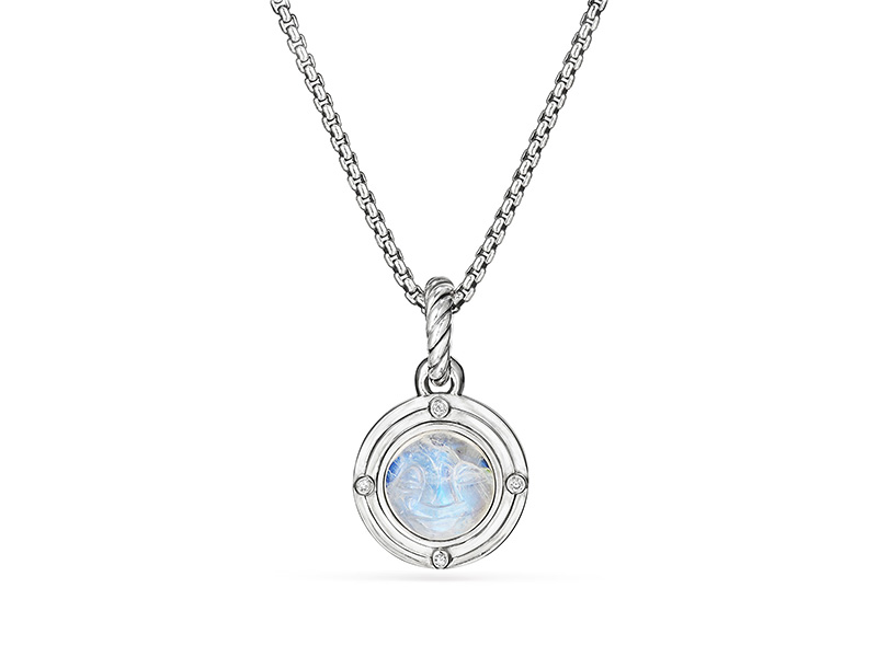 David Yurman Moon Amulet in Rainbow Moonstone with Diamonds