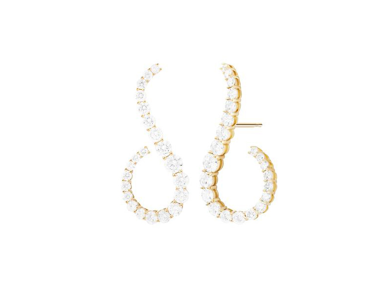 Melissa Kaye - Aria Grace earring full pavé mounted on yellow gold