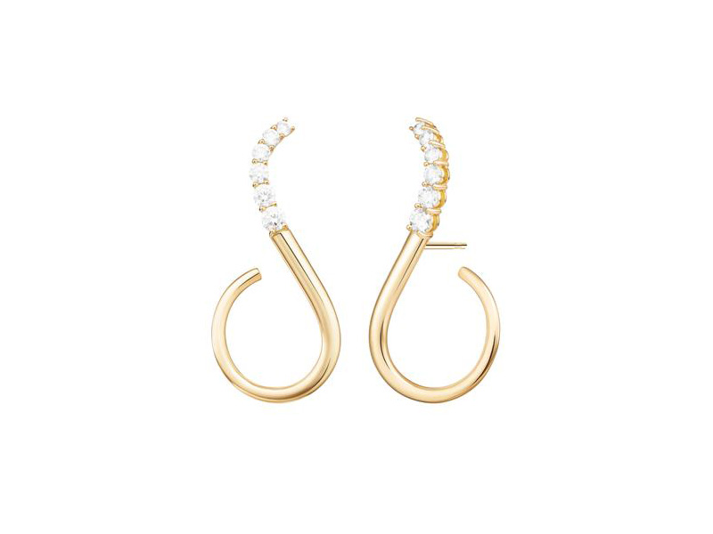 Melissa Kaye - Aria Grace earring semi-pavé mounted on yellow gold