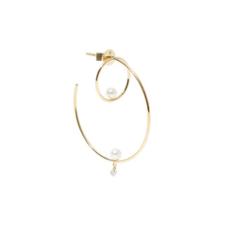 Persée Paris Gaia earrings mounted on 18ct yellow gold with diamonds and one pearl
