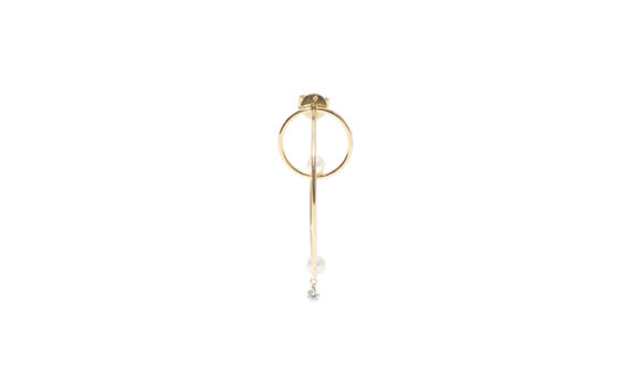 Persée Paris Gaia earrings on 18ct yellow gold with diamonds and one pearl