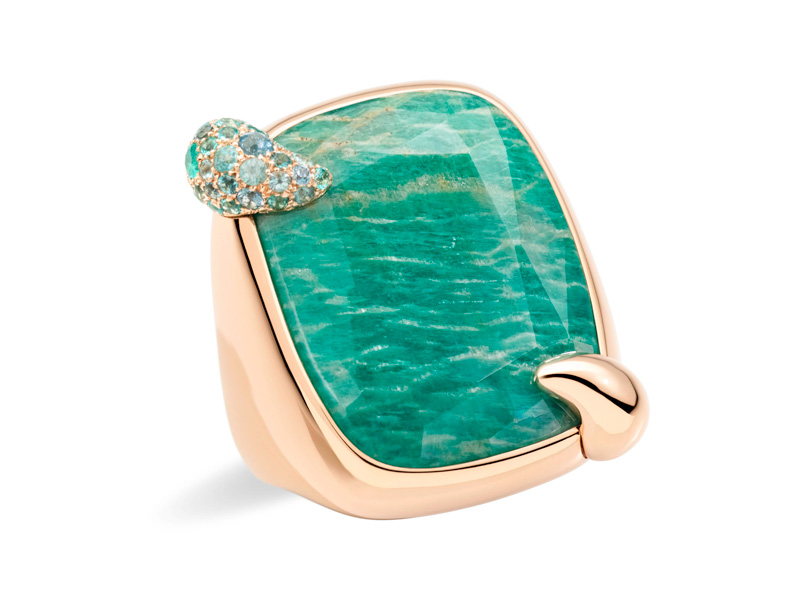 Pomellato - Summer Paradise ring with amazonite mounted on rose gold 