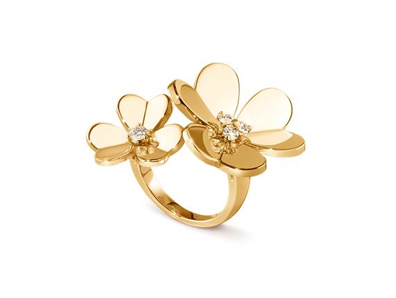 Van Cleef and Arpels Frivole between the finger ring, made with yellow gold and diamonds