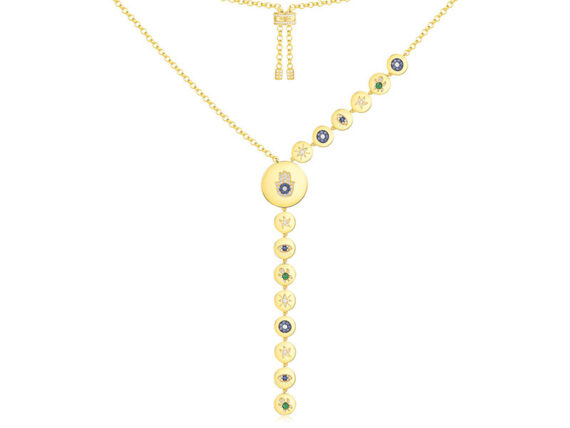 APM Monaco - Yellow silver Lucky Hand and Symbol long necklace