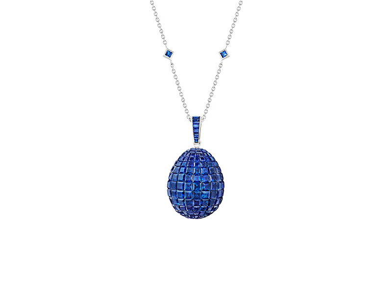 Fabergé - The Treasures Mosaïc Sapphire Pendant mounted on white gold with blue sapphires and white diamonds