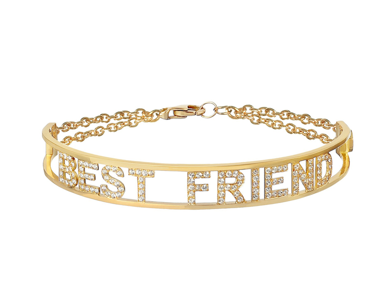 Spallanzani - Only You, Best Friend bracelet, white sapphires set in yellow gold