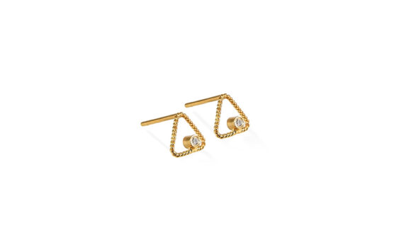 Christina Soubli Triangle earring studs 18ct yellow gold diamonds