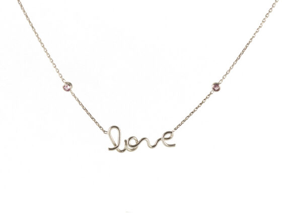 By Elia - Love necklace with pink sapphires set in white gold