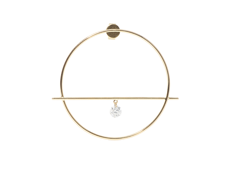 Persée Paris - Fibule earring mounted on yellow gold with white diamond. Available online on The Eye of Jewelry's shop