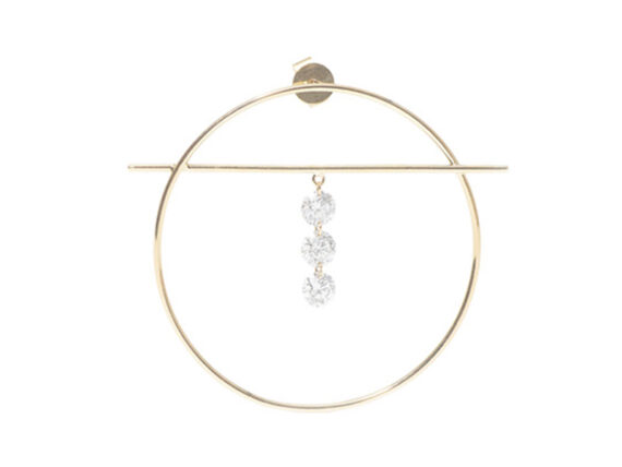 Persée Paris - Fibules 3 diamonds earring mounted on yellow gold