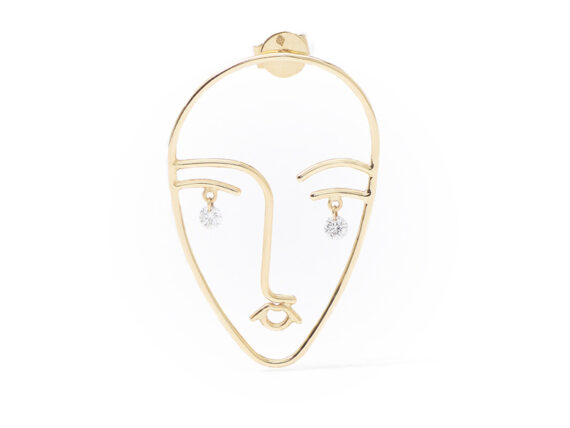 Persée Paris - Mama earring mounted on yellow gold with diamonds