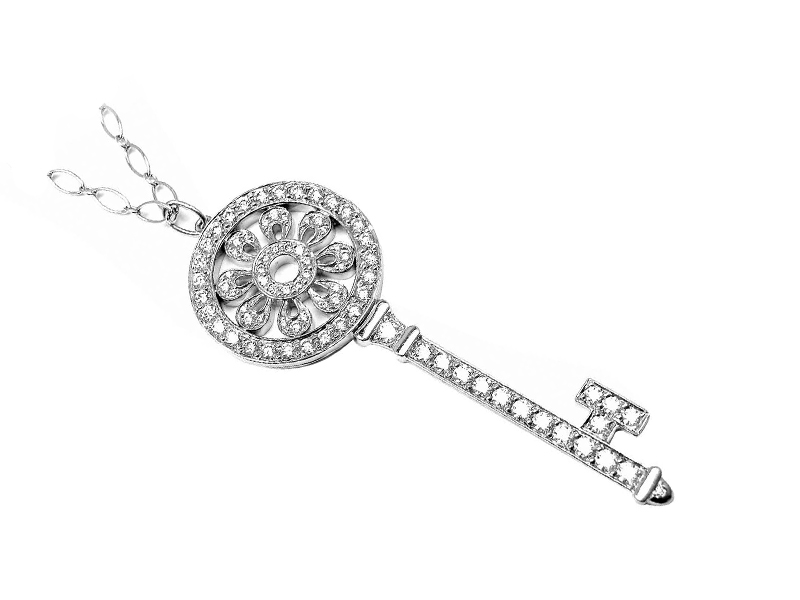 Tiffany & Co. - Petals Key Pendant mounted on platinum and diamonds