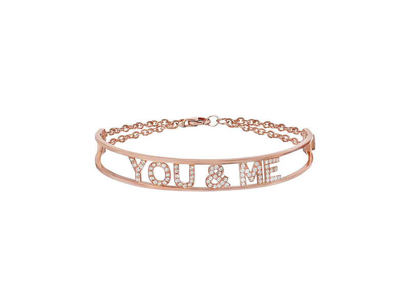 Spallanzani - Bracelet You & Me en or rose serti de saphirs blancs 