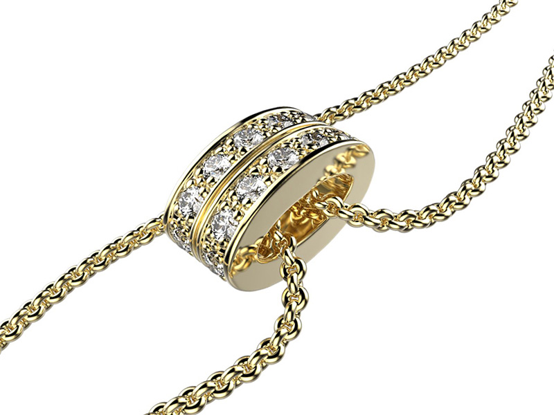 Pont Lock Necklace w/ Diamond - 18K Rose Vermeil | Gift for Her | Magal Jewelry