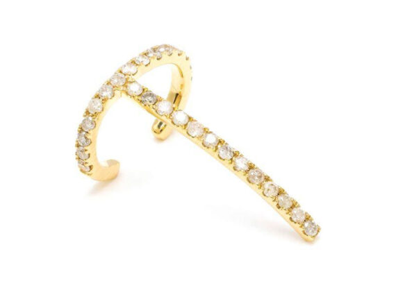 Asherali Knopfer - Theo ear cuff mounted on yellow gold set with diamonds