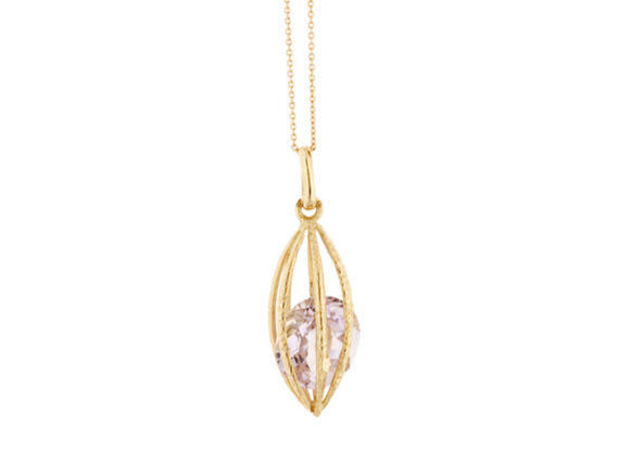 Aude Lechère - Pendant on chain mounted on yellow gold with amethyst from Gangue collection