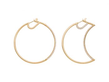 Helios-Luna Hoops half set with diamonds 50 mm