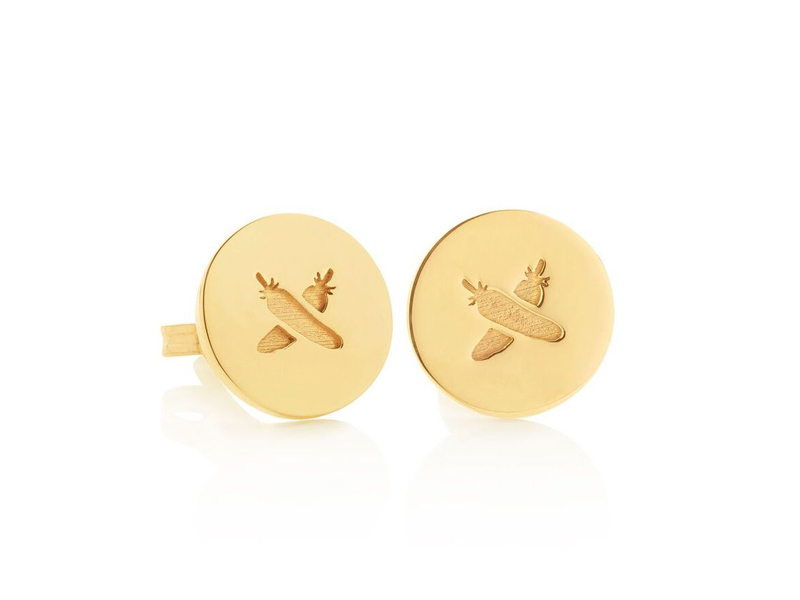 Boh Runga - Studs "Discologo" mounted on 9K yellow gold