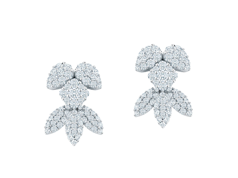 Maison Birks - Snowstorm petites boucles d'oreilles en or blanc serties de diamants