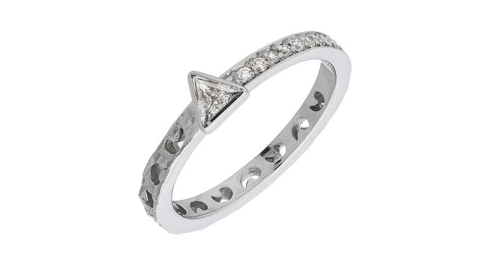 Orion Ring with Diamond Pave & Triangle Halo