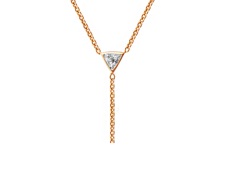 Rivka Nahmias - Y necklace mounted on yellow gold set with one diamond 