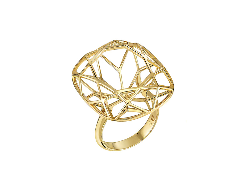 Nuun Jewels - Cushion ring mounted on yellow gold