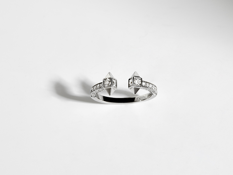 Statement - "Rockaway" mounted on silver set with diamonds