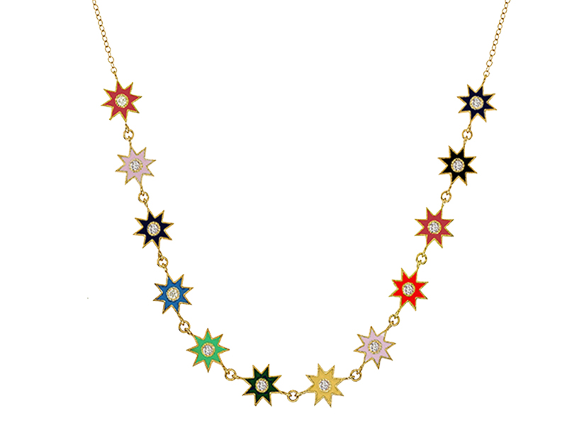 Colette Jewelry - Necklace Twinkle Star mounted on yellow gold and enamel