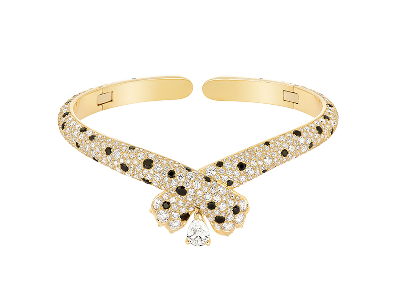 FRED - "Ombre Féline" choker in yellow gold set with diamonds and black spinels