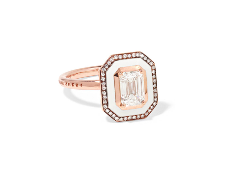 Selim Mouzannar - Mina ring mounted on rose gold and ivory enamel