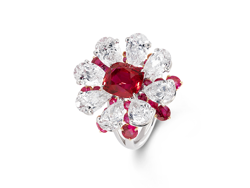 David Morris - Cush Ruby Diamond Flower Ring