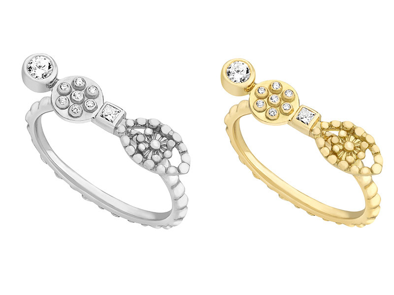 Gaya - Eye and Circle rings available on white and yellow gold with diamonds