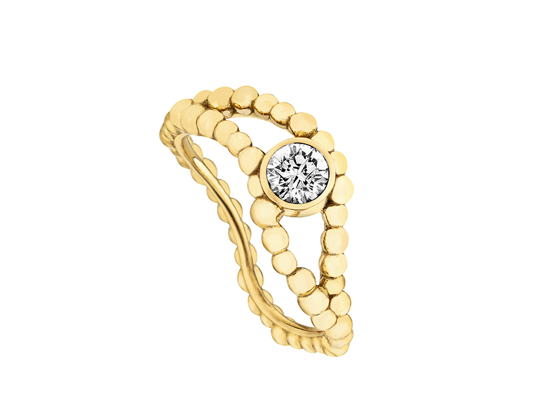 Gaya - "Vague" ring mounted on yellow gold set with a diamond