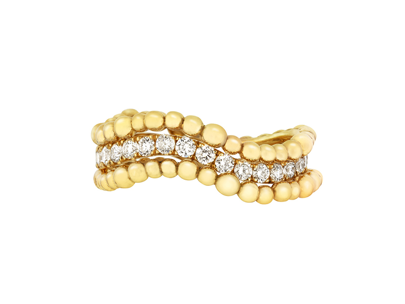 Gaya - 3 rings mounted on yellow gold with diamonds