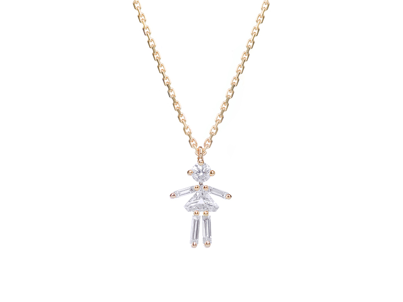 Little One Paris - Diamonds and 18 carats gold girl pendant necklace, mother's day gift on the eye of jewelry shop