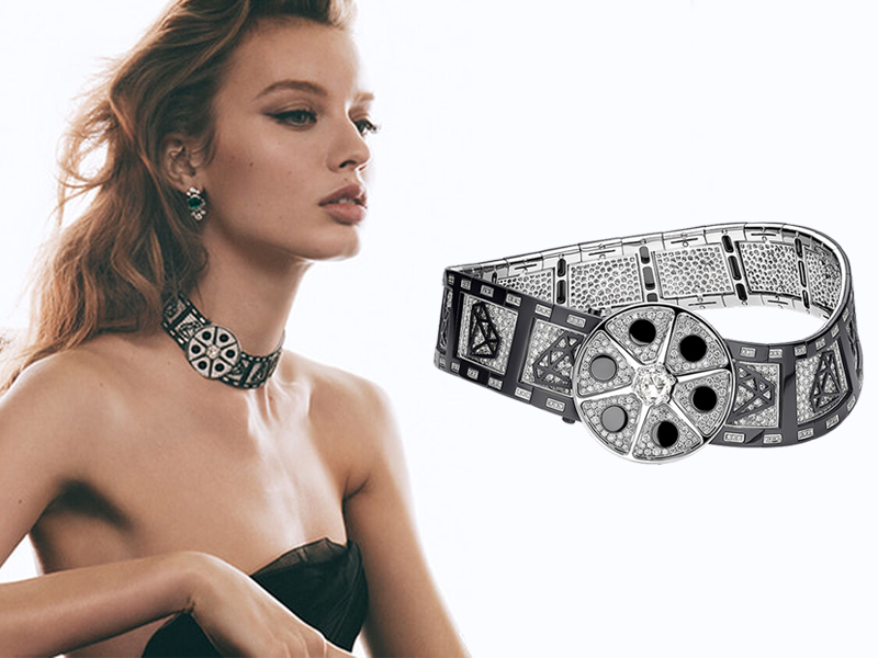 Bvlgari - Action ! necklace set with black zirconium 