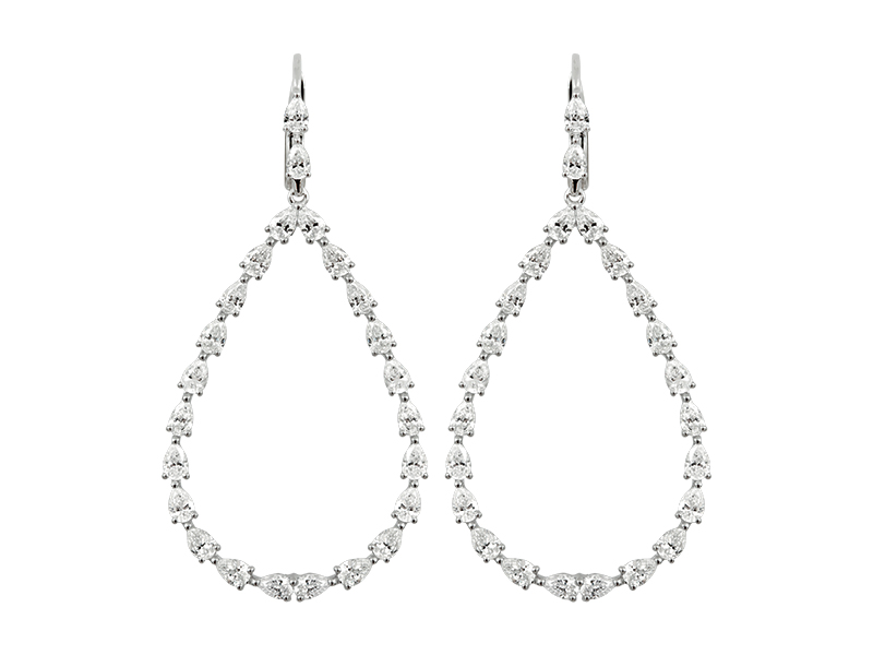 Djula - Boucles d'Oreilles Goutte sertie de diamants de taille poire