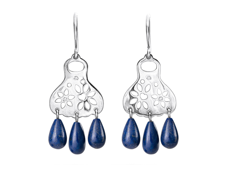 Ole Lynggaard - Boucles d'oreilles Lace en or blanc et lapis lazuli