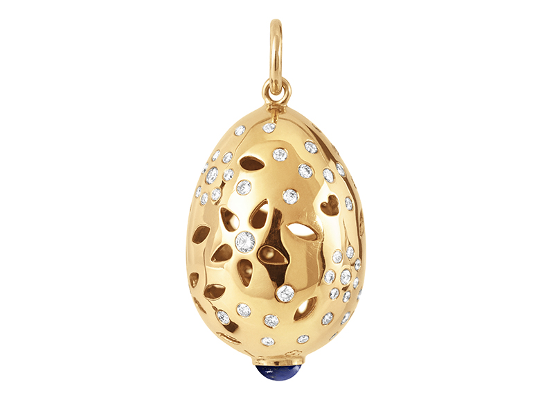 Ole Lynggaard - Lace pendant mounted on yellow gold set with diamonds and lapis lazuli