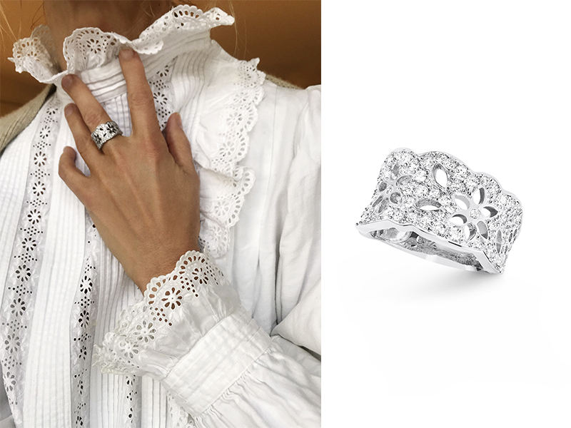 Ole Lynggaard - Bague Lace en or blanc sertie de 69 diamants