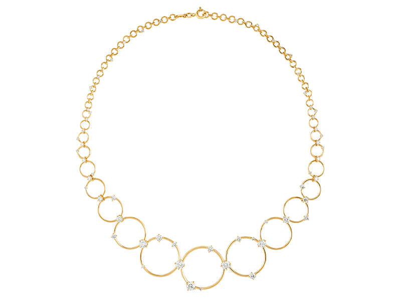 Fernando Jorge - Aerial Loops necklace mounted on yellow gold set with diamonds