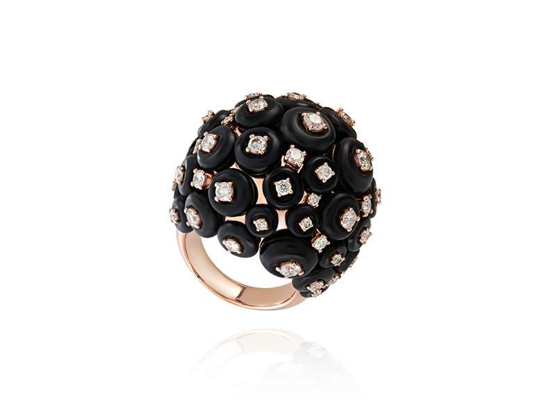 Fernando Jorge - Cluster Ring on rose gold set with diamonds and horn