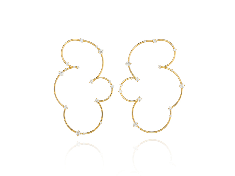 Fernando Jorge -Contortionist earrings mounted on yellow gold with diamonds