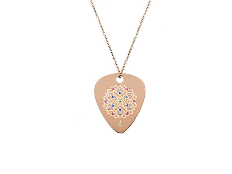 Jenny Dee Jewelry - Pychedelia Joy pink gold necklace set with rubies, sapphires and tsavorites 